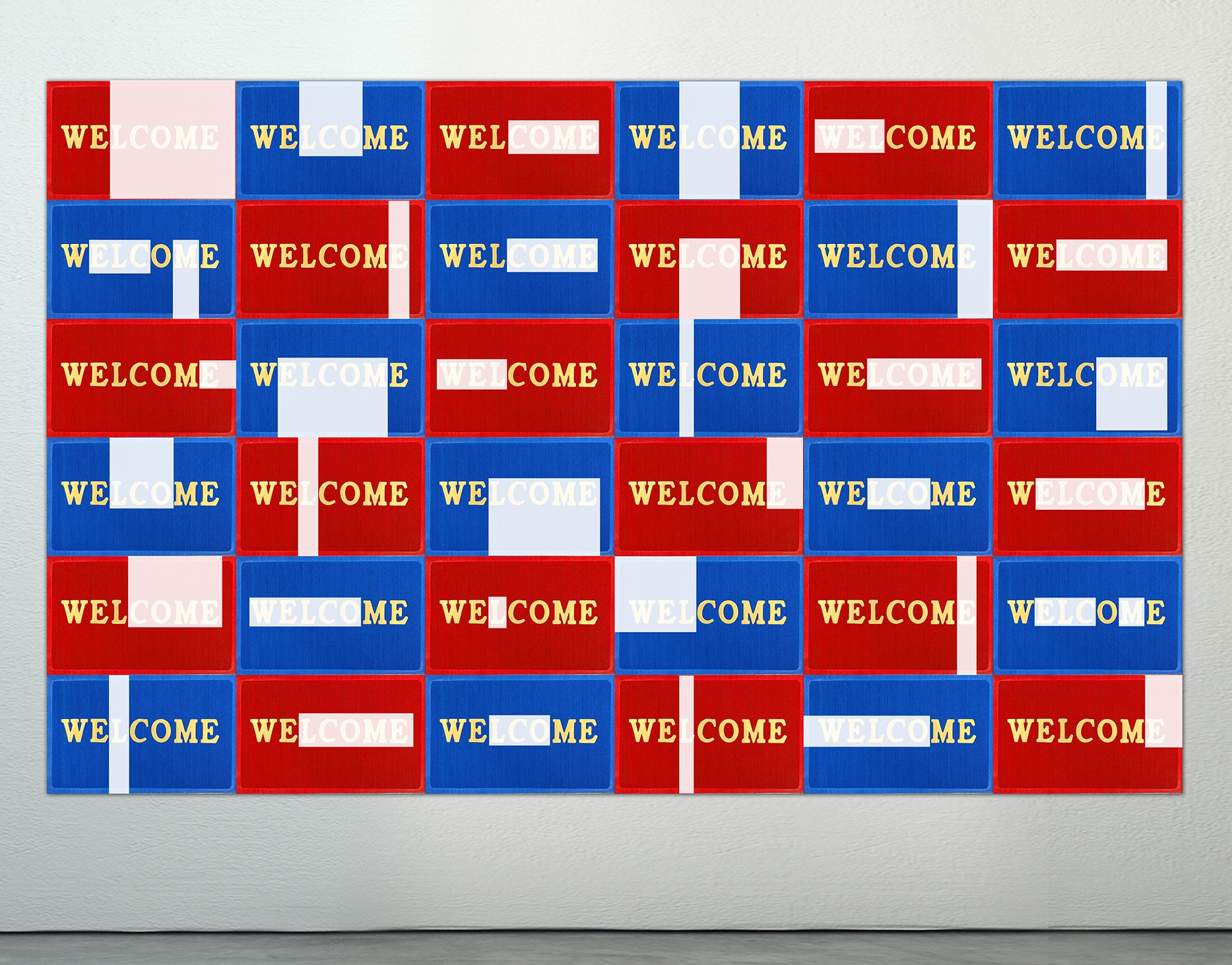 Welcome, acrylic on doormats 12'x8' 2015  